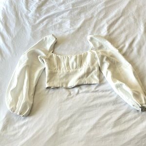 Princess Polly white long sleeve crop top